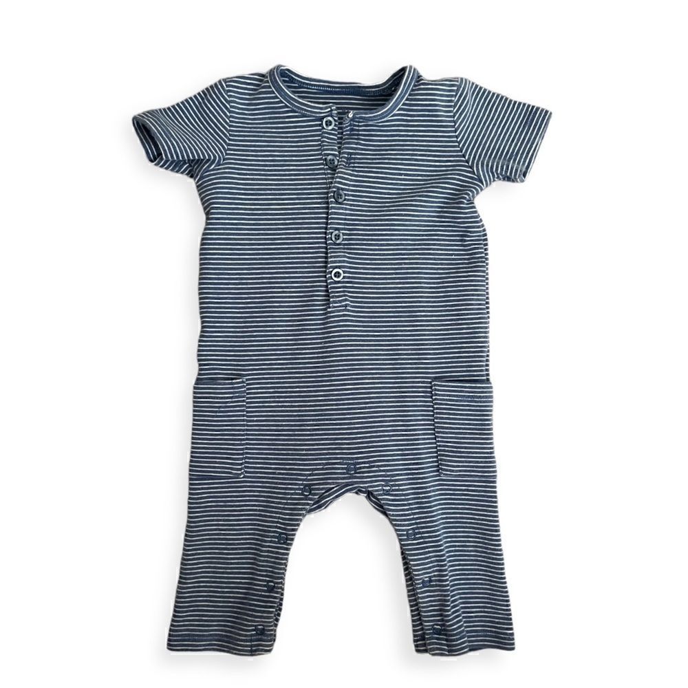 Maison Me blue and white striped onesie, 3-6 months
